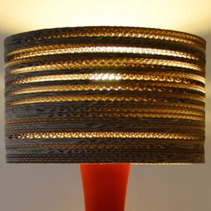Tall flocked side table lamp with recycled cardboard shade